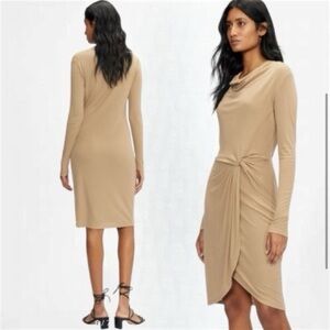 TED BAKER LONDON NEYDA CAMEL JERSEY DRAPE LONG SLEEVE DRESS
SZ 2 = US SZ 6 NWT